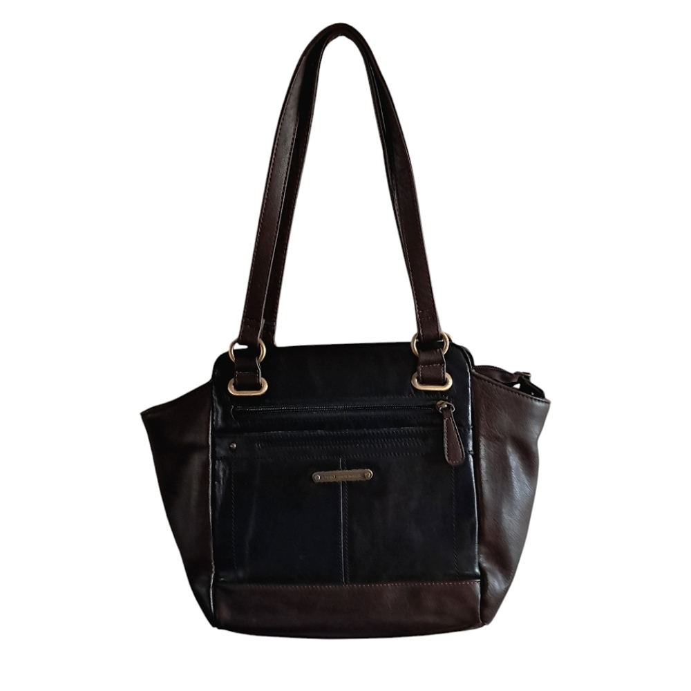 Stone Mountain capri Black and Brown Leather purse tote bag